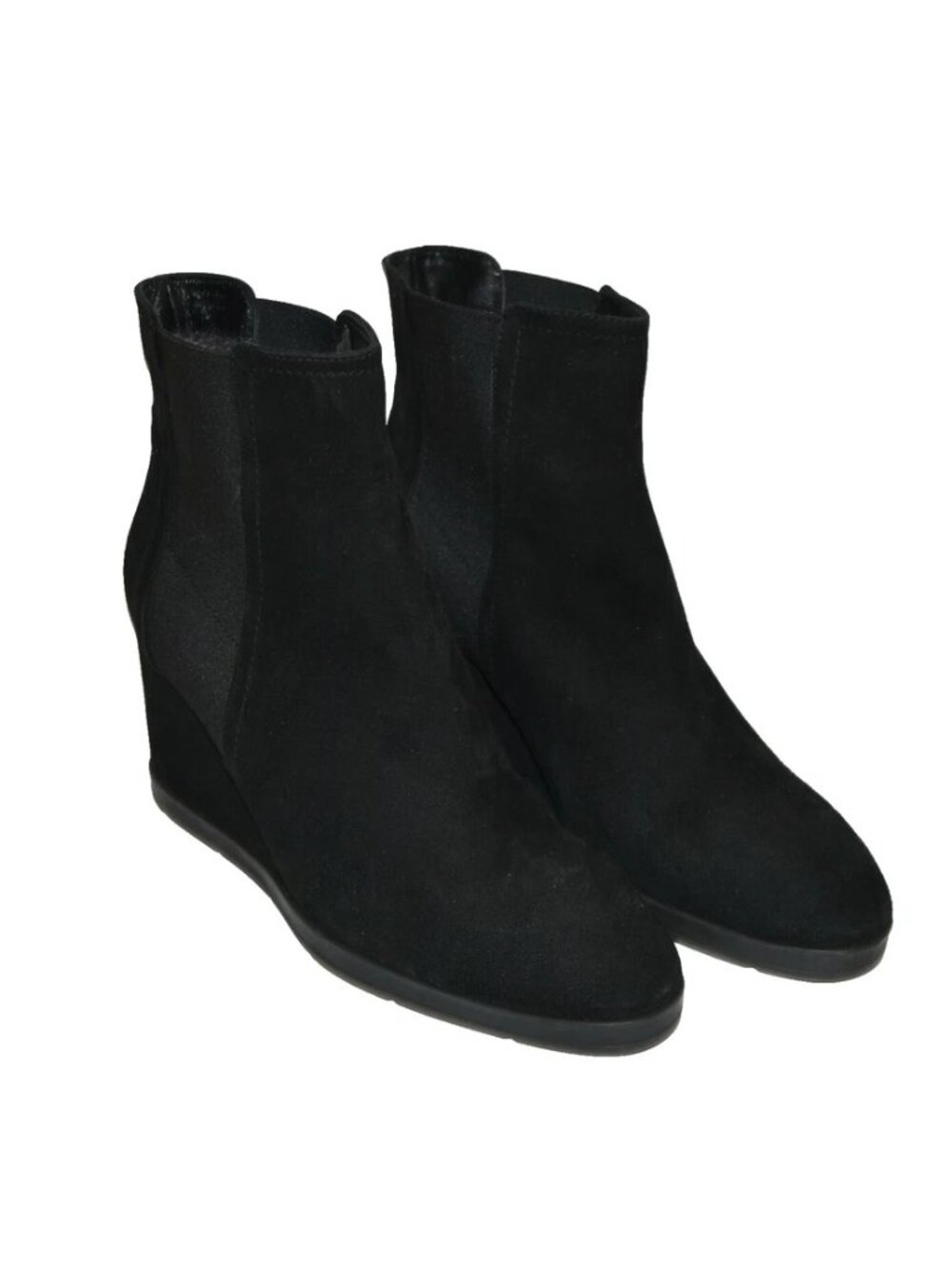 New! Aquatalia Jaelynn Suede Chelsea Wedge Boot Black Suede Size 12 DD16
